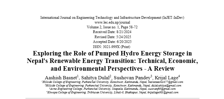 Exploring the Role of Pumped Hydro Energy Storage in Nepal's Renewable Energy Transition: Technical, Economic, and Environmental Perspectives - A Review 